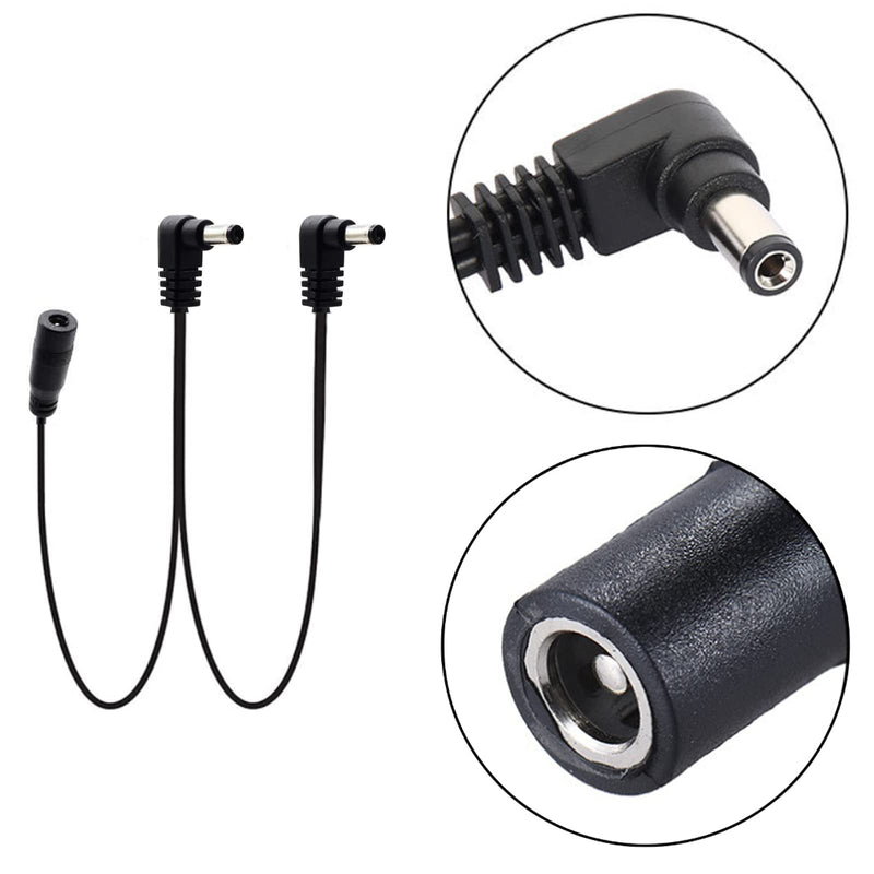Guitar Pedal Effect Power Cable, Guitar Pedal Board Daisy Chain Power Supply Cables, 1 to 2 Way Guitar Power Supply Cord, Power Cable Chain for DC 9V Guitar Pedal Power Supply Adapter Plug Black 1 to 2