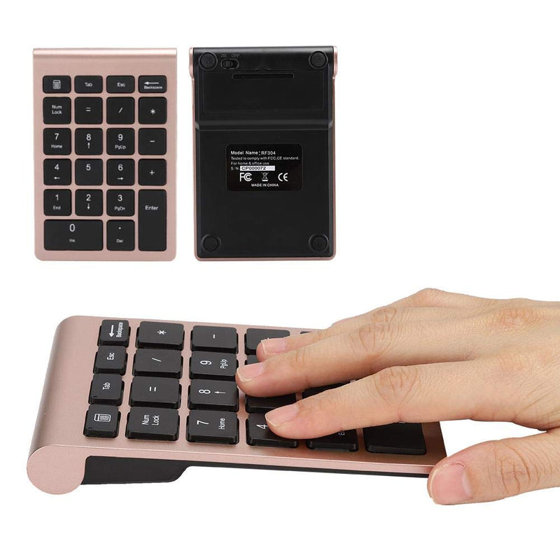 V BESTLIFE Numeric Keypad, 22 Keys 2.4G Wireless Mini USB Ergonomic Keyboard with Receiver (Rose Gold)