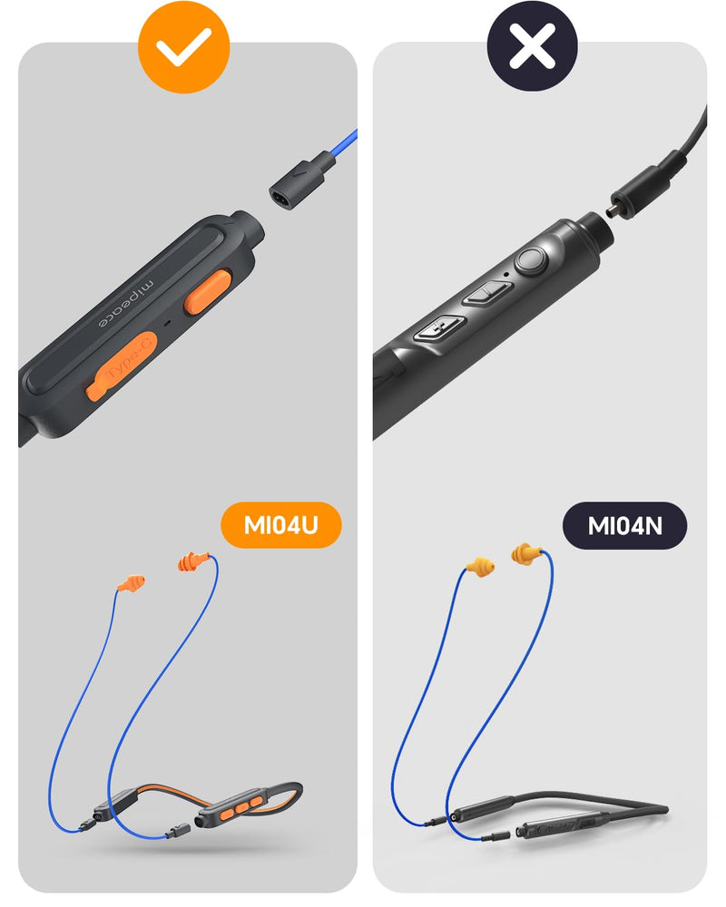 MIPEACE Neckband Bluetooth Work Headphones with 2pcs Replacement Earbuds Cable-Blue & Orange