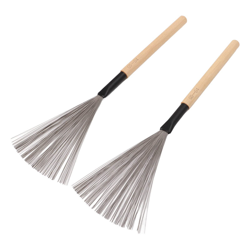 1 Pair Drum Stick Brushes,Maple Wooden Handle Drum Wire Brushes For Rock Band, Jazz Folk, Drummers,Beginners, Students(Wood) Performance Accessory
