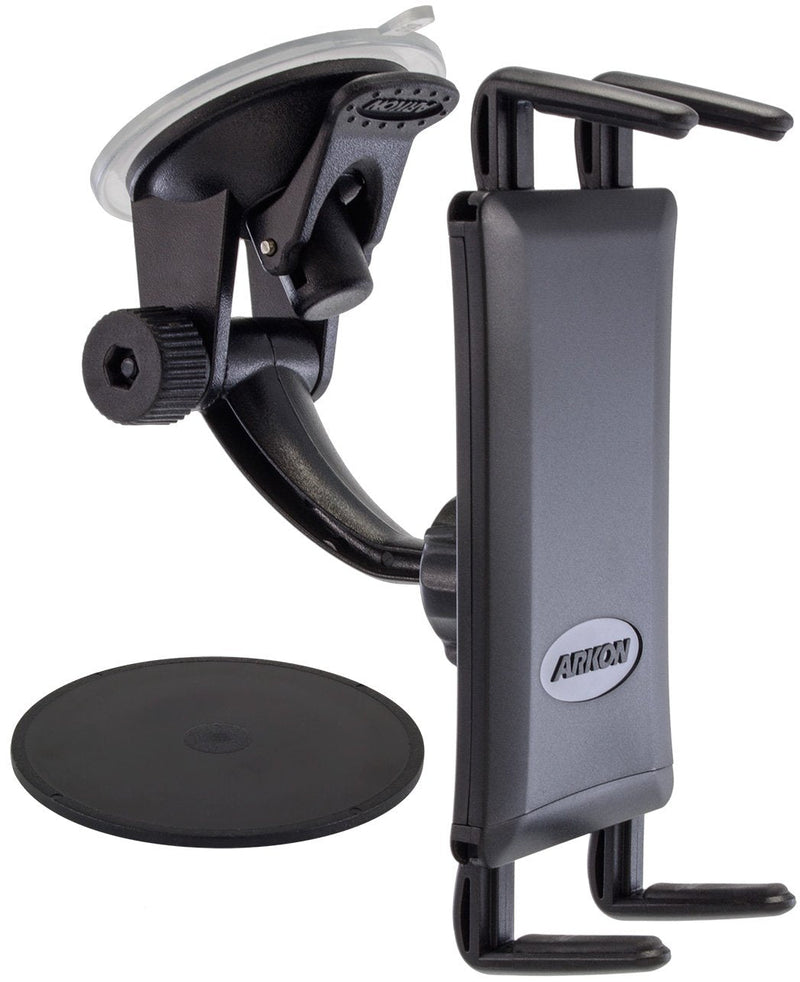 ARKON Windshield and Dash Suction Car Mount Holder & Phone and Midsize Tablet Holder for iPhone X 8 7 6S Plus iPad mini Galaxy S8 S7 Note 8 Retail Black