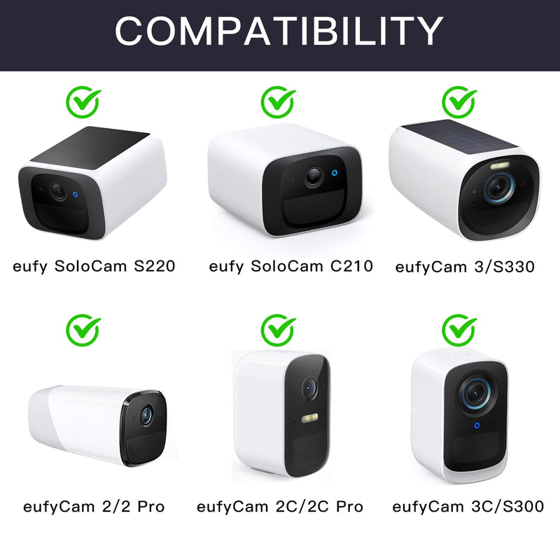 2Pack Gutter Mount Compatible with eufy Security SoloCam S220/C210, eufyCam 2C/2C Pro, 3/S330, 2/2 Pro, 3C/S300, 360°Adjustable Weatherproof Mounting Bracket for Eufy Security Camera White