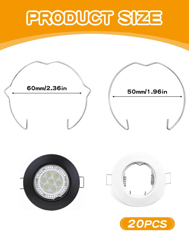 KGDUYC Pack of 20 Snap Rings for Diameter Downlight Retaining Spring Rings Clips LED Halogen Lamp Holder 50 mm for Cable Holder for Halogen Lamp/Lighting