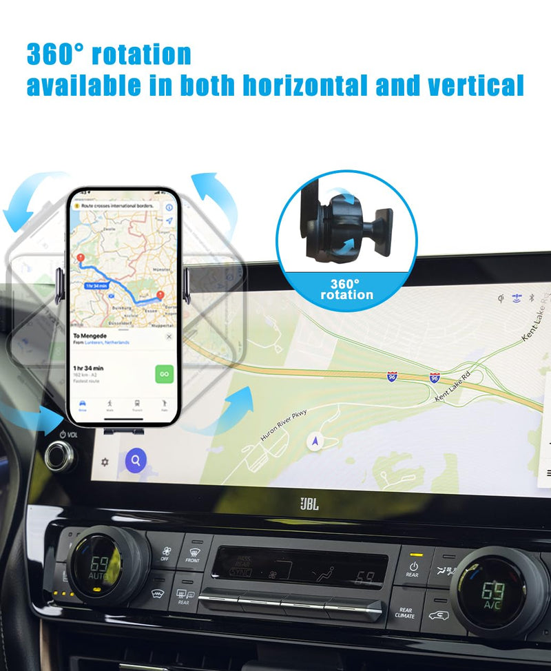 Car Phone Holder for 2026 Toyota Grand Highlander Accessories 2024 2025 Dash Mount Cell Phone Mount for Most Smartphones Auto Interior Accessories Hands-Free 360 Degree Rotation For Toyota Grand Highlander 2024-2026