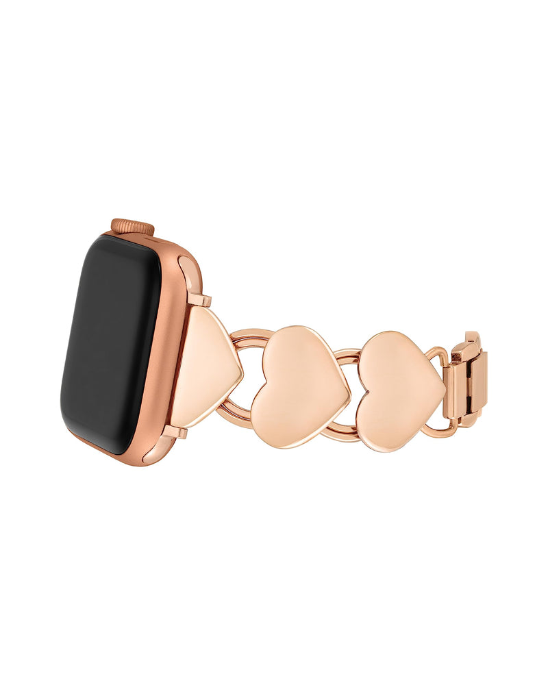 Anne Klein Heart Link Chain Bracelet for Apple Watch Secure, Adjustable, Apple Watch Band Replacement, Fits Most Wrists 42mm (Series 10) & 38/40/41mm Rose Gold