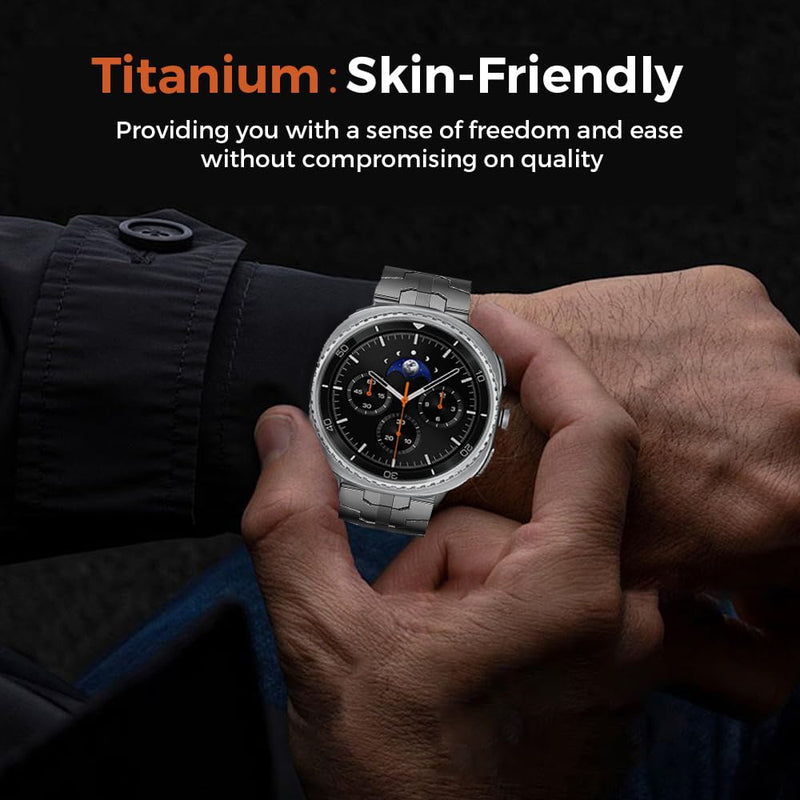 Titanium Watch Band for Galaxy Watch 9/8 40mm 44mm/8 Classic 46mm | No Gap Metal Strap for Samsung Watch 9 8 | 40% Lighter than Steel,Hypoallergenic,Durable,Fit Wrist 5.9"-8.5",Luxury Sport Gym black 22mm