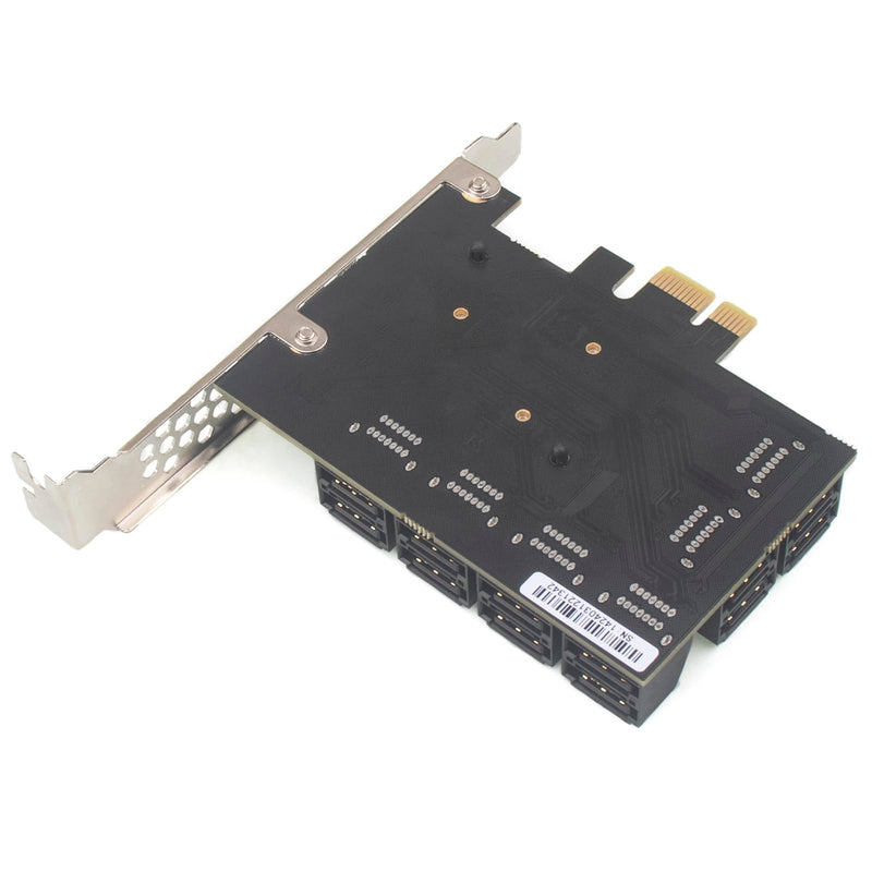 PCIe x1 to 12-Port SATA3.0 Expansion Card,6Gbps SATA Adapter for SSD/HDD, Plug and Play with 12 Status LEDs, Compatible with Windows/Linux/Ubuntu/ESXi/Synology NAS (with SATA Cables) 12 ports + ordinary SATA cable