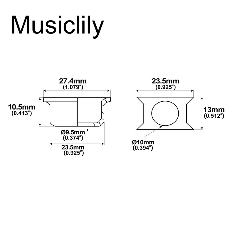 Musiclily Pro Traditional Cup Style Guitar Tele Jack Plate Recessed Output Jack Ferrule for Fender Telecaster Electric Guitar, Chrome