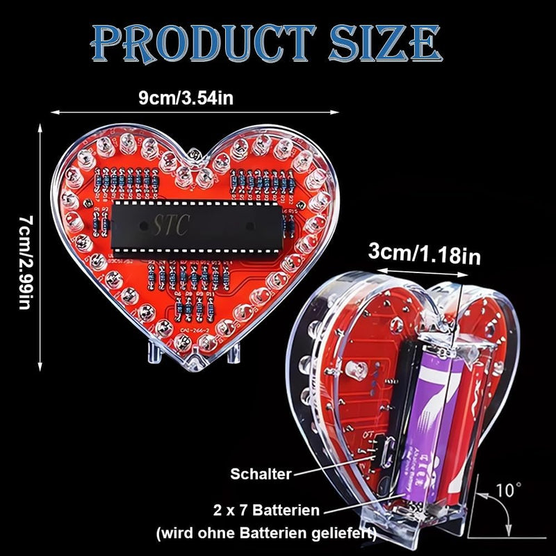 LED Soldering Practice Set, DIY Heart-Shaped LED Soldering Kit, DIY Soldering Project Kit for Students, Soldering Exercise Set Learning Training and Teaching 7 Colours LED Lamps Decoration Gift