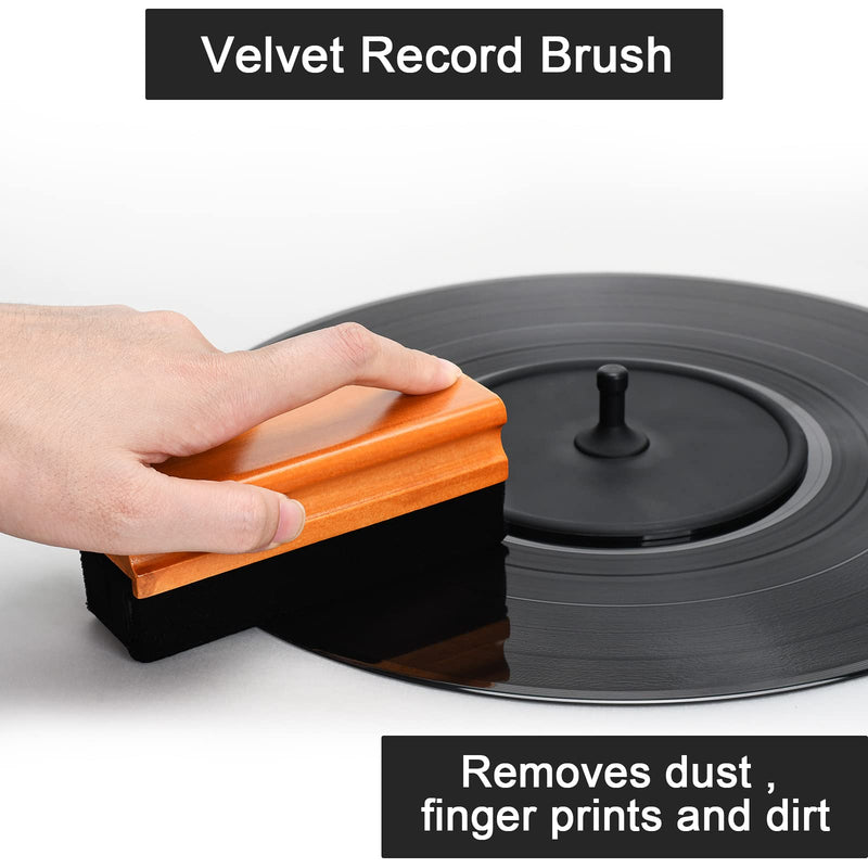 Vinyl Record Cleaner, 7-in-1 Record Cleaning kit - Soft Velvet - Nylon Microfiber Brush - Cleaner Fluid - Label Protector - Air Blower Cleaner - Stylus Brush - Brush for Velvet for Records Albums