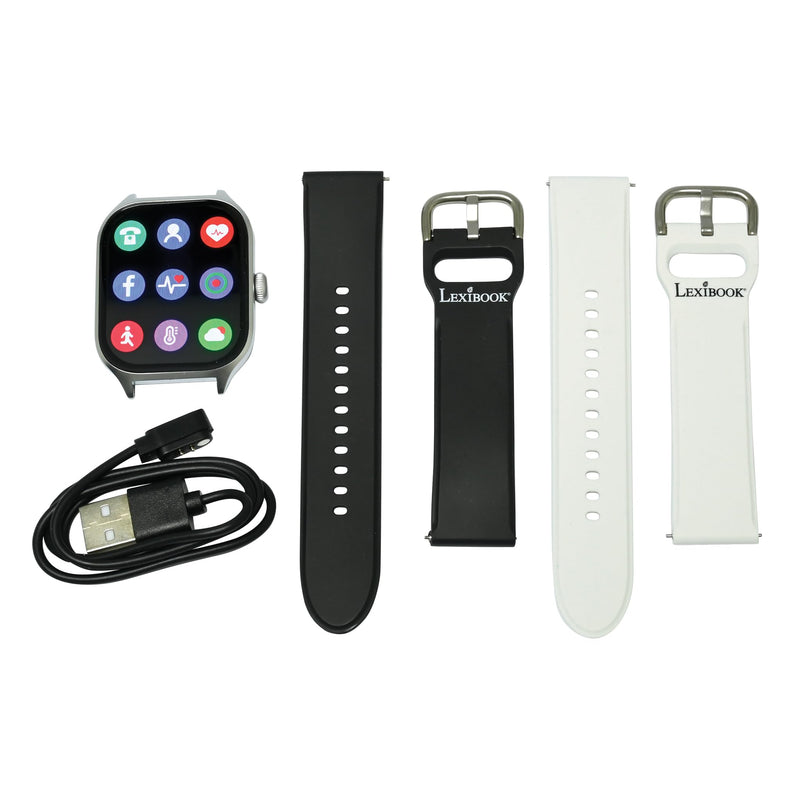 LEXiBOOK, Power Watch Smartwatch DMW075 | iOS/Android, calls, notifications, health tracker, voice assistant