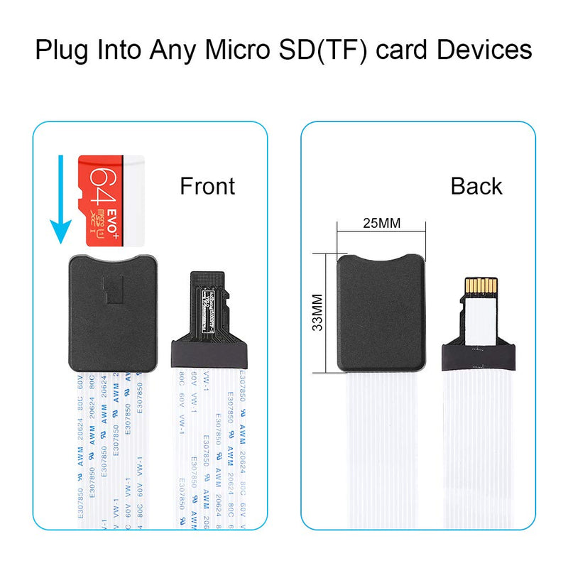 Micro SD to Micro SD (TF to TF) Card Extension Cable, Electop TF Card Reader Adapter Flexible Extender SanDisk/MicroSDHC Compatible with GPS,3D Printer,Raspberry Pi,TV,DVD,SDXC（TF to TF）
