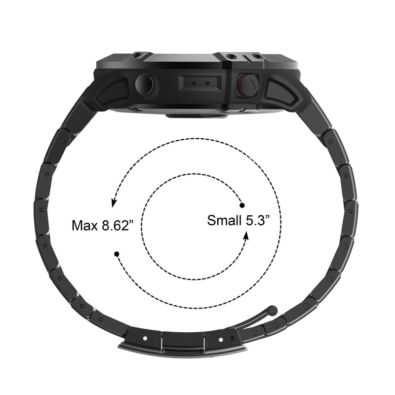 Titanium Steel Watch Band Compatible with Fenix 7X/6X/5X Plus, 26mm Titanium Metal Quick Release Easy Fit Watch Strap Compatible for Garmin Fenix 7X Pro/6X Pro/5X Plus/Enduro 2/tactix 7 Bands, Black
