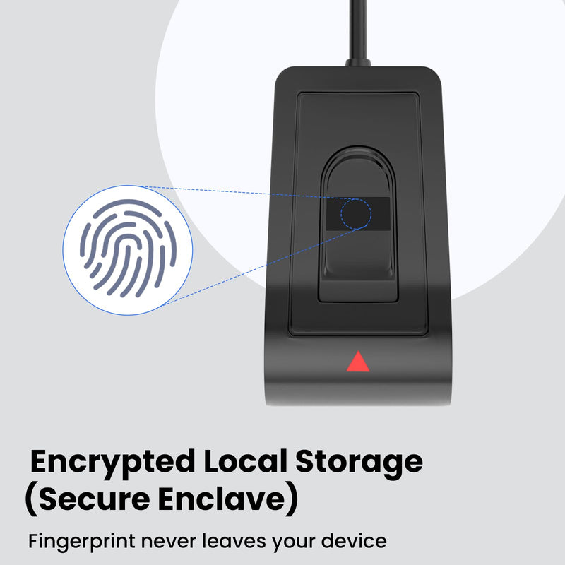 [AUSTRALIA] - USB Fingerprint Reader for Windows 10/11 ONLY, Windows Hello Fingerprint Scanner for PC Login, Match-in-Sensor Security, Plug & Play, 4ft Extension Cable (Not for Mac/Linux) Black 