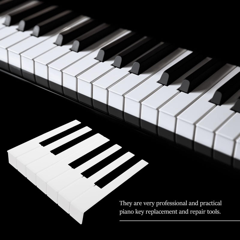 52Pcs Acrylic Piano Keytops Replacement Set for Upright Piano Professional Repair Tools for Key Restoration and Maintenance White 15.8X2.3X1.2CM