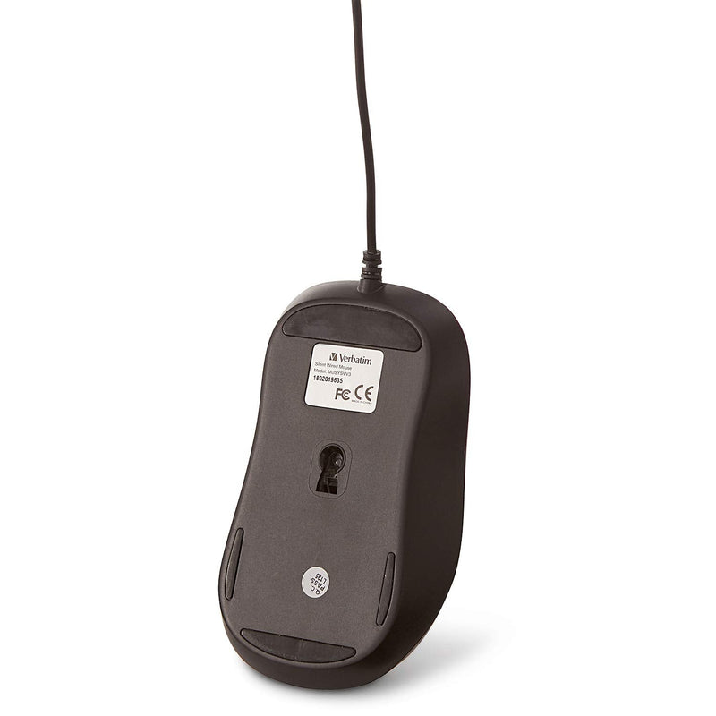 Verbatim USB Silent Corded Optical Mouse - Computer Wired Noiseless and Silent Click Mouse for Mac and PC- Purple