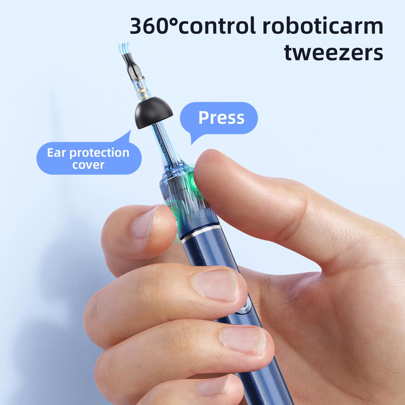 Qimic Ear Wax Remover Otoscope, 1080P HD WiFi Ear Cleaner, Ear Camera with Tweezers & 4 LEDs, Otoscope for iOS & Android, IP67 Waterproof Ear Cleaner for Adults, Children and Pets S8 blue