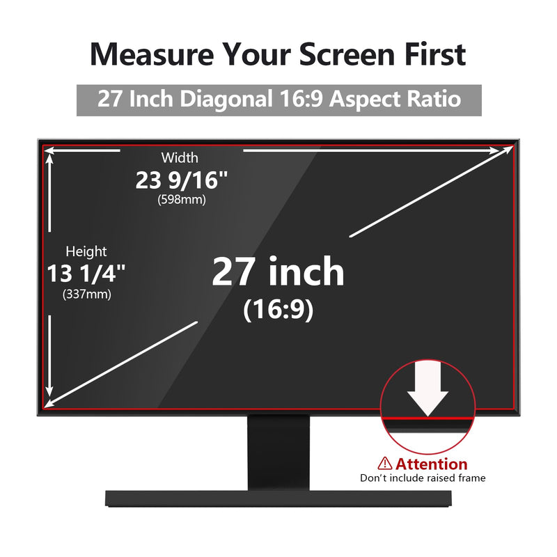 RedANGEL 【2-Pack】 27-Inch Computer Privacy Screen for 16:9 Monitor | Anti-Spy & Anti-Glare | Confidential Data Protection | Scratch Resistant | Easy Install | Clear Front View | Removable [2 Pack] 27''Computer Privacy Screen