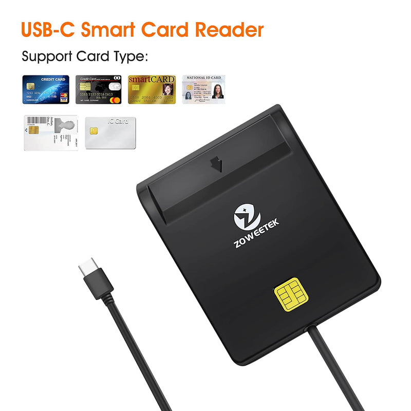 ZOWEETEK Type C CAC Reader, Smart CAC Card Reader USB C for DOD Military Common Access CAC, Compatible with Windows, Mac OS