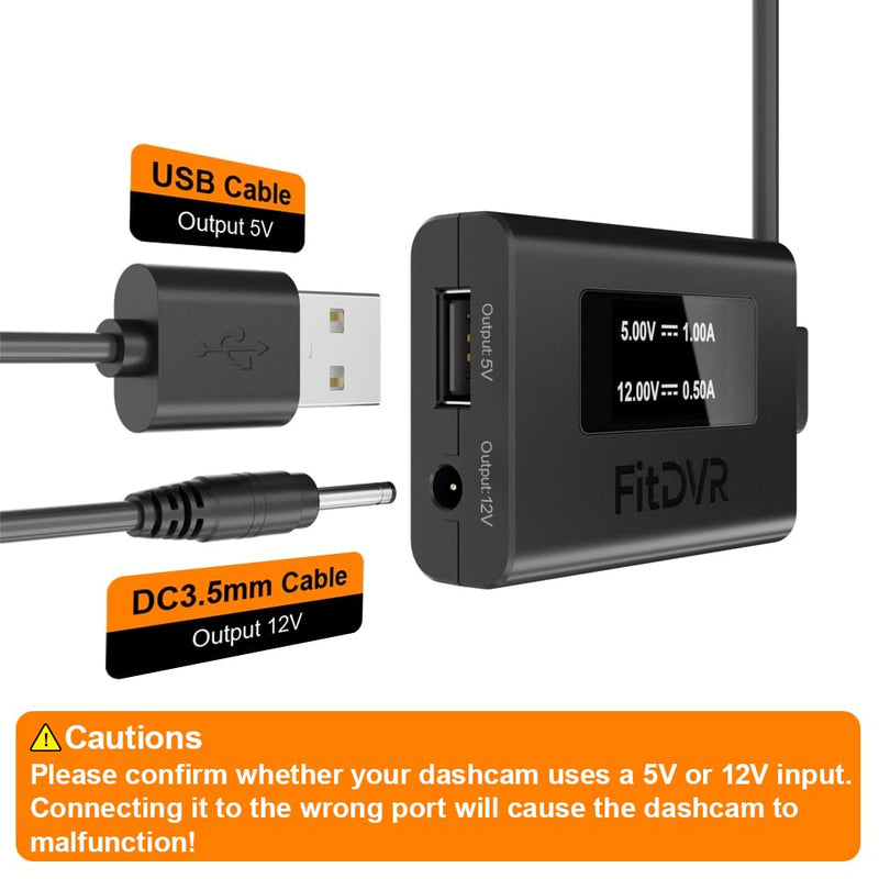 Dash Camera Power Adapter (10-Pin) for Lincoln, Ford, LED Display USB Power Source, Easy to Install, 5V 12V Output (D3-056)