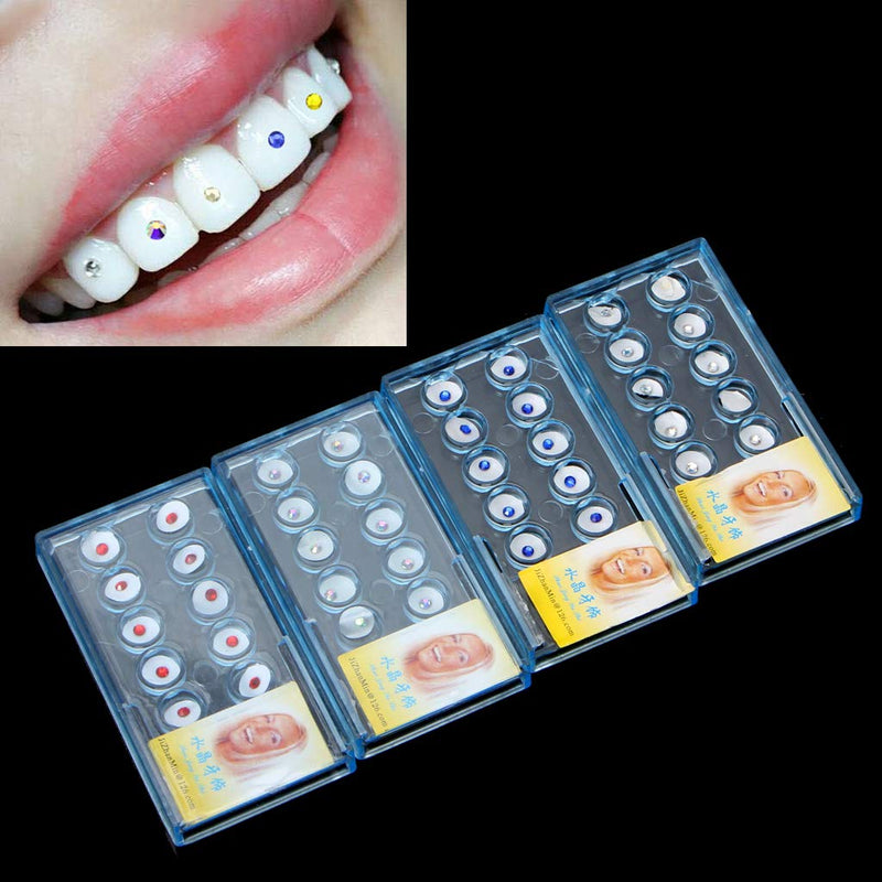 YO-HAPPY Box of 10 / Box 2 mm Dental Colourful Crystal Tooth Fashion Jewellery Gemstone Decoration with Box