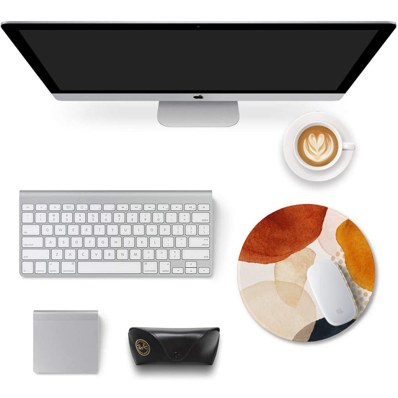 Auhoahsil Mouse Pad, Abstract Art Round Non-Slip Rubber Mousepad with Stitched Edges for Wireless Mouse Laptop Computer Gaming Office Travel Men Women Kids, Cute Design, 8.7 x 8.7 in, Stones Abstract Art Stone