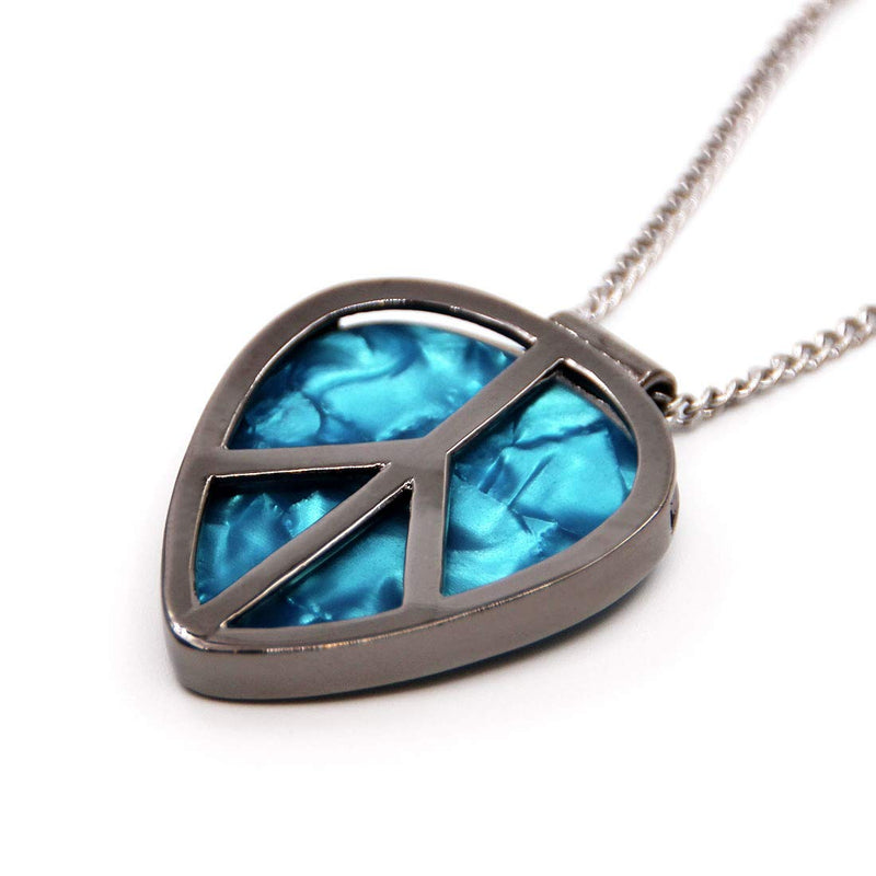 Peace Shaped Guitar Pick Holder Necklace for Guitarists/Guitar Picks Keeper Storage Pendant Necklace Stainless Steel Music Lovers Musicians Gifts Metal Black