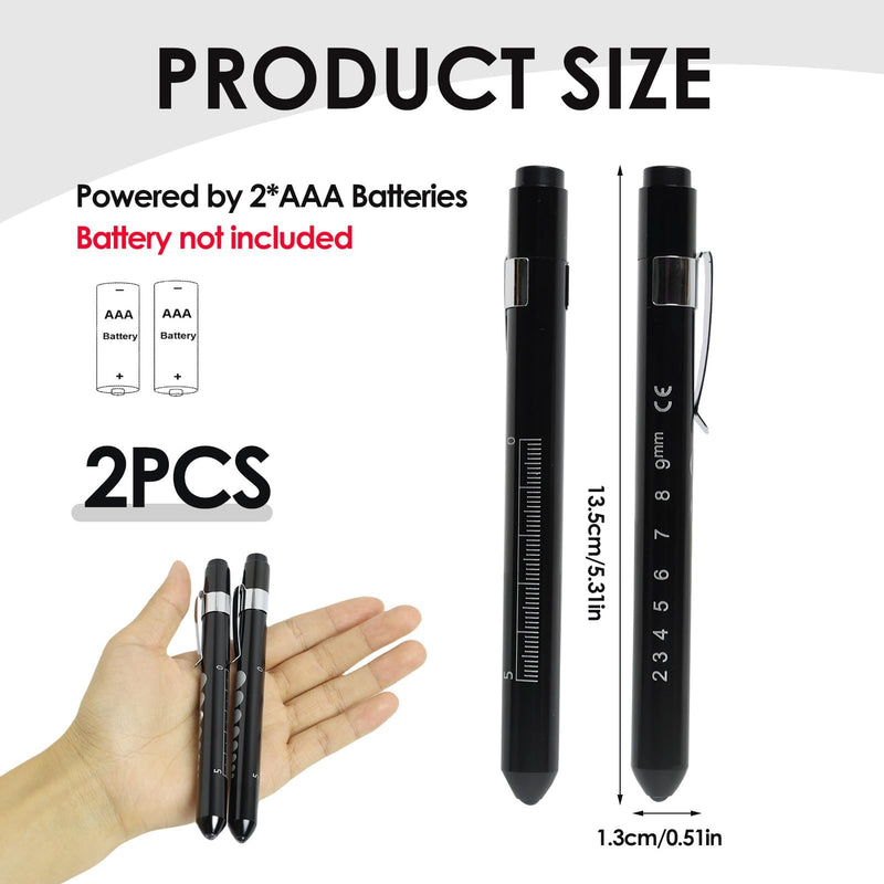 EuAcesry Pupil Light Medicine, Diagnostic Light, Reusable LED Pen Lamp with Pocket Clip, Nurse Emergency Service Accessories, LED Pen Lamp for Nurses Students Doctors Pack of 2
