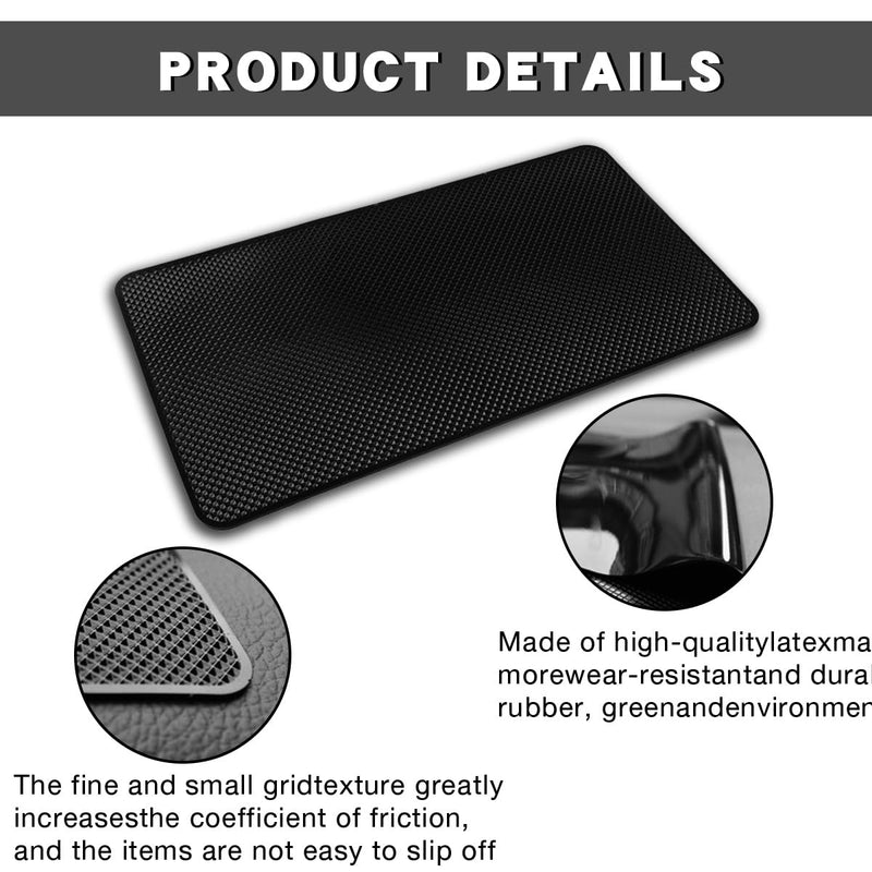 Car Dashboard Anti-Slip Mat,Universal PVC Sticky Adhesive Pad for Auto,10.6" x 5.9" Multifunctional Vehicle Dash Strong Gripping Pad for Cell Phones Sunglasses Keys GPS Coins (Grid) Grid