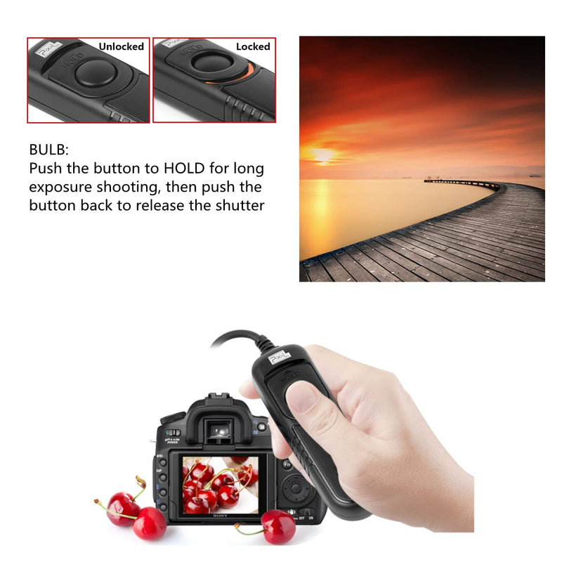 Pixel Shutter Release Cord RC-201 E3 Compatible with Canon R6, RP, 850D, 90D, 80D, 750D, 2000D, 1200D, M6 for Fujifilm XT3, XT4, XT30, GFX100, GFX50SII for Olympus OM-1, E-M1X, E-M1 2, E‑M1 3 201 E3 for Canon Fuji Olympus