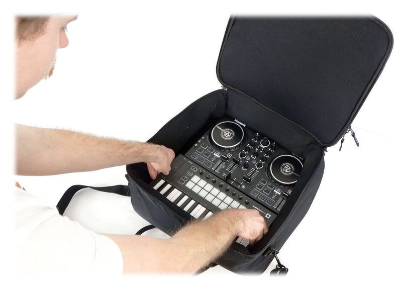 Rockville MB1313 DJ Gear Mixer Bag Case 13 x 13 x 6 Inches, Dual-Layer Foam Padding, YKK Zippers, Front Pocket, Adjustable Strap, for Mixers, Controllers, FX Pedals