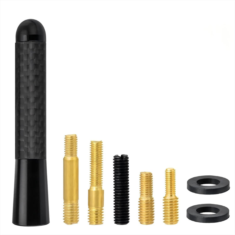 [AUSTRALIA] - 1 x Nismo Style Black 3.25" in / 83 mm Real Carbon Fiber Screw Type Short Antenna Replace Auto Car SUV 