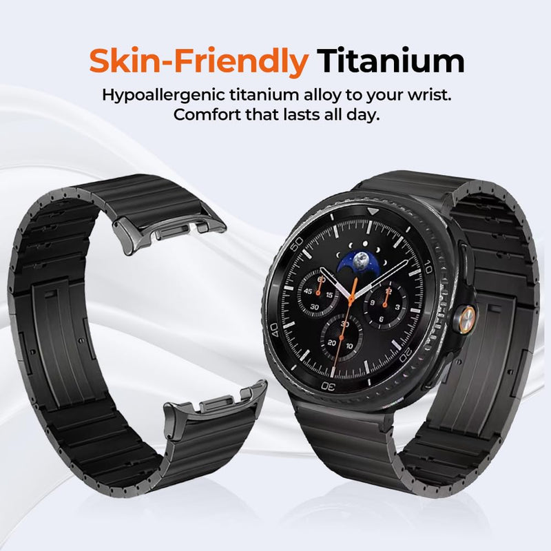 No Tool Needed Titanium Metal Bands Compatible with Samsung Galaxy Watch 9 8 40mm 44mm/8 Classic 46mm (2025), Titanium Strap Wristband Compatible with Galaxy Watch 9/8/8 Classic for Men black
