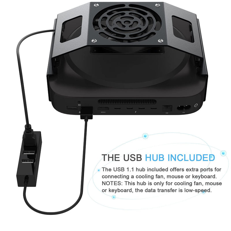 IFCASE Cooling Fan Mount for Mac mini 2010 to 2023 M2 (Black) | Behind Monitor, Under Desk, Wall Mount, VESA Holder, Anti-Scratch Pad Black
