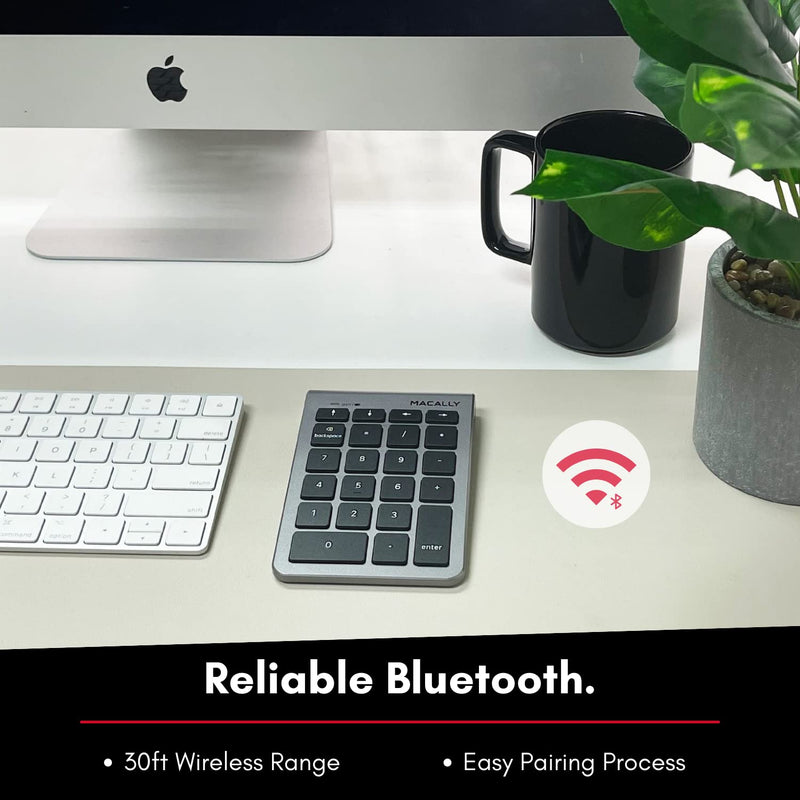 Macally Bluetooth Number Pad for Laptop - Wireless Numeric Keypad - 35-Key Numeric Keypad for Data Entry, Numpad Compatible with MacBook, iPad, iPhone, iOS, Laptop, Windows, Android