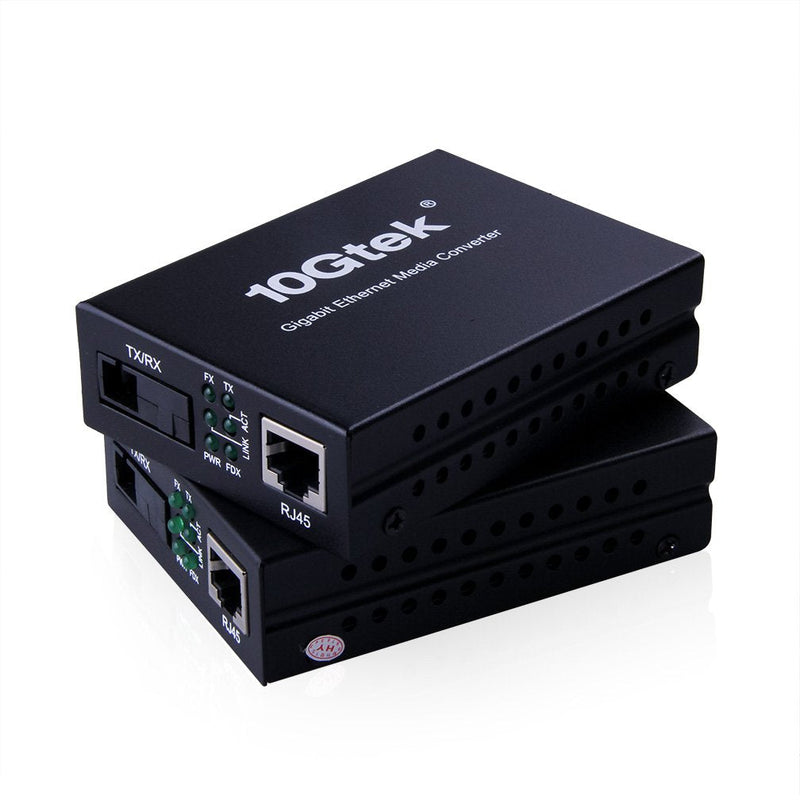ipolex A Pair of Gigabit Ethernet Single-Mode SC Fiber Bidi Media Converter, Built-in BiDi SFP B LX Fiber Module, 1310/1550nm, SMF, up to 20KM, SC Fiber to 10/100/1000Base-TX (UTP/STP/Cat5e/Cat6 RJ45) 1-Pair