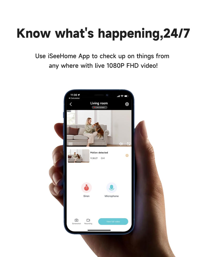 1080P 2.4g/5g Indoor Camera, Plug-in Cameras for Home Security w/Night Vision, Baby/Elder/Home Cameras Indoor with Phone App, Motion Detection, 2-Way Talk, WiFi Camera Compatible w/Alexa 1080P