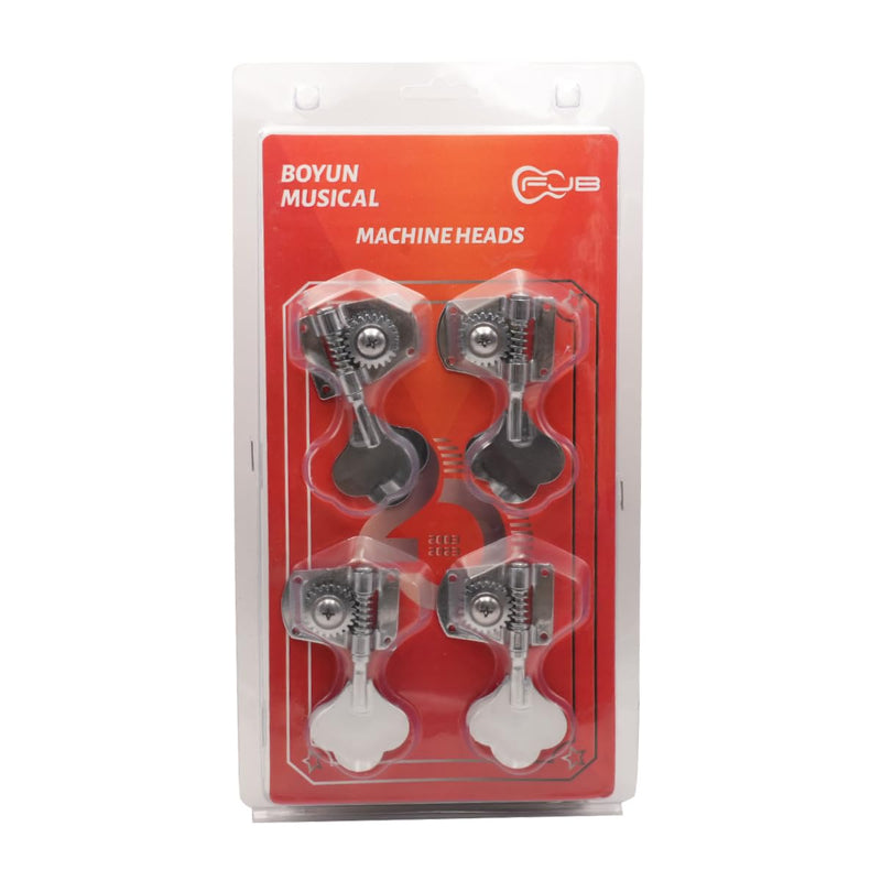 FRETJOYB Bass Tuners (1 Left+3 Right) - 1:22 Ratio Open Gear Machine Heads, Chrome Tuning Key Pegs for Electric Jazz/Precision Bass Guitar String Turners 4 Pcs 1Left+3Right