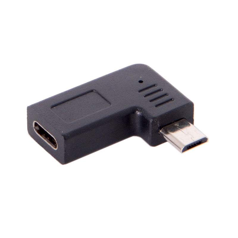 Cablecc USB-C Type-C Female to Micro USB 2.0 5Pin Male Data Adapter 90 Degree Left & Right Angled Type (Left Angled)