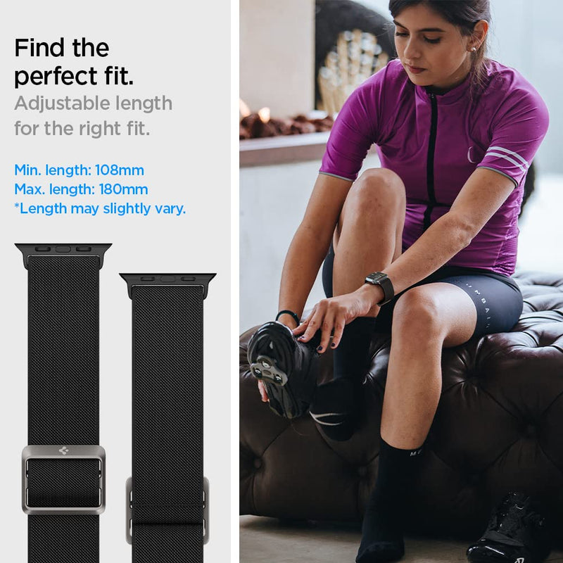 Spigen Thin Fit Case and Lite Fit Band Designed for Apple Watch Bands 44mm Series SE3/SE2/6/SE/5/4 - Black