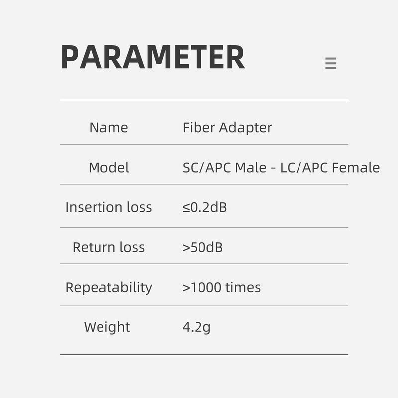 Single Mode 9/125um SC/APC Male to LC/APC Female Hybrid Optic Optical Fiber Adapter Simplex Converter LC-SC