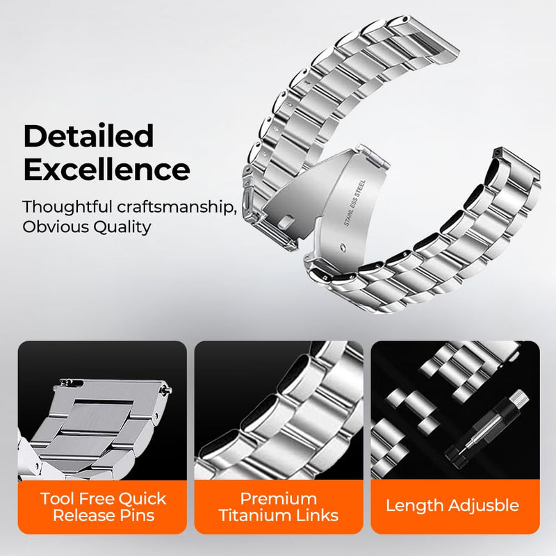 Universal Titanium Quick Release Watch Band with 16mm 18mm 20mm 22mm Lug Width, Adjustable Titanium Metal Strap for Samsung Galaxy Watch 7/6/5/4/3, Garmin Venu 4 41mm/ Venu 2S for Men Women