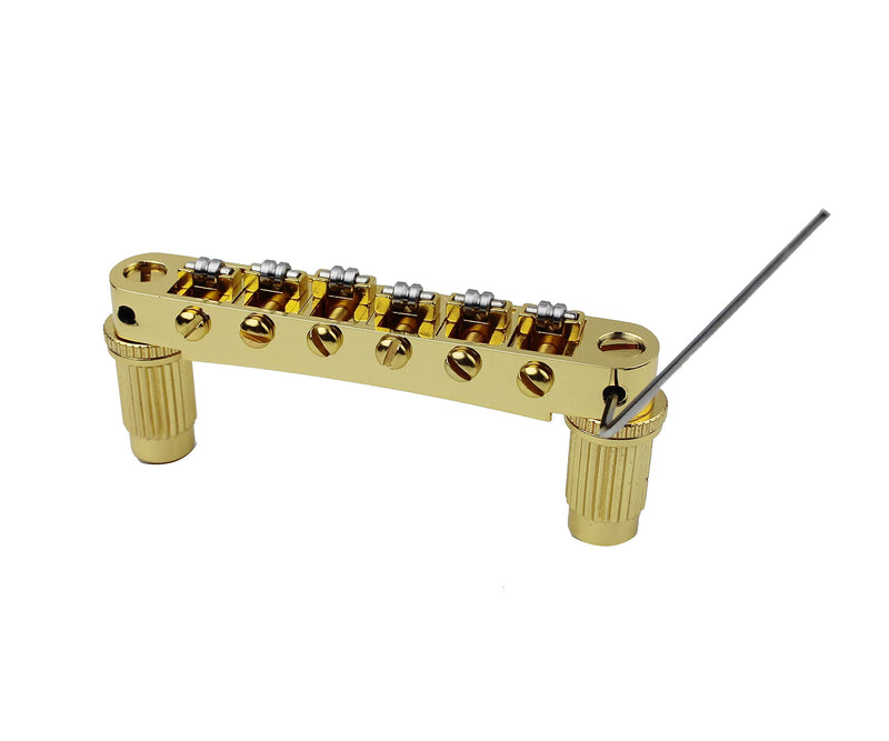 [AUSTRALIA] - Guyker Guitar Tune-O-Matic Roller Saddle Bridge Replacement Part Compatible with Gibson Les Paul LP SG Style 6 String Electric Guitar - GM005, Golden GM005 - Golden 