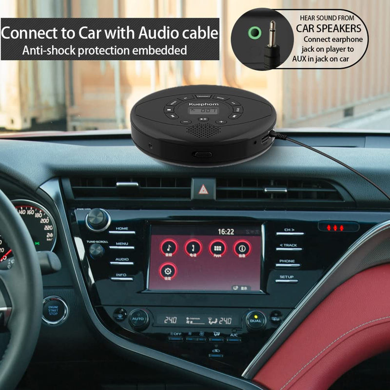 CD player portable,Discman rechargeable,Walkman CD player with speaker,Portable cd player with headphones,CD-R,MP3 USB playable,Anti skip CD playing for car,suitable for personal or multi-users,Black Black