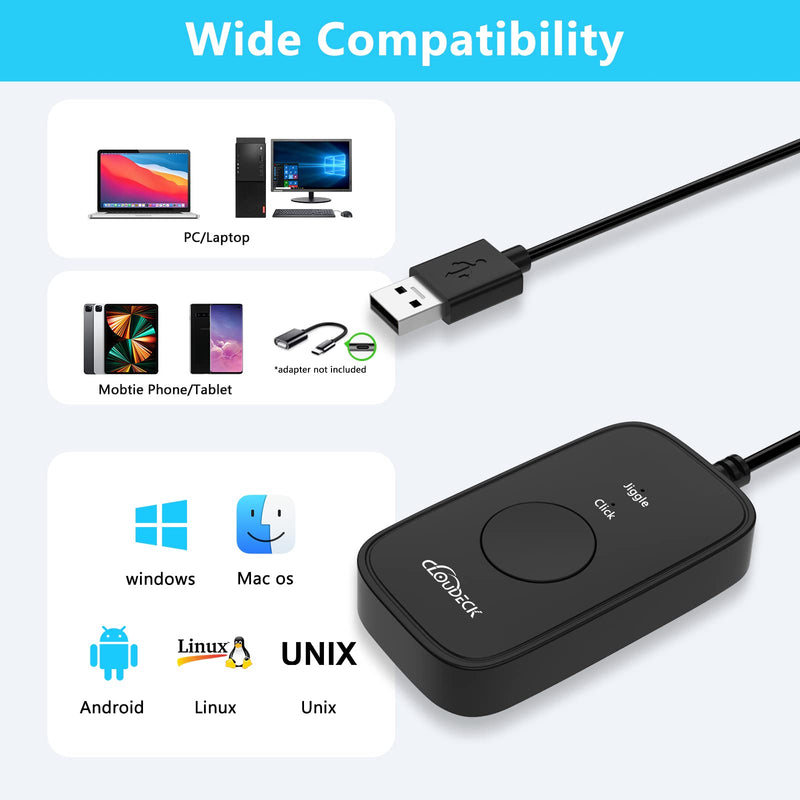 Cloudeck Mouse Jiggler Undetectable, Computer USB Mouse Mover, Gaming Automatic Continuous Clicker, Mouse Assistive Click Device, Plug & Play, Simulate Mouse Pointer Movement to Prevent PC Going Sleep