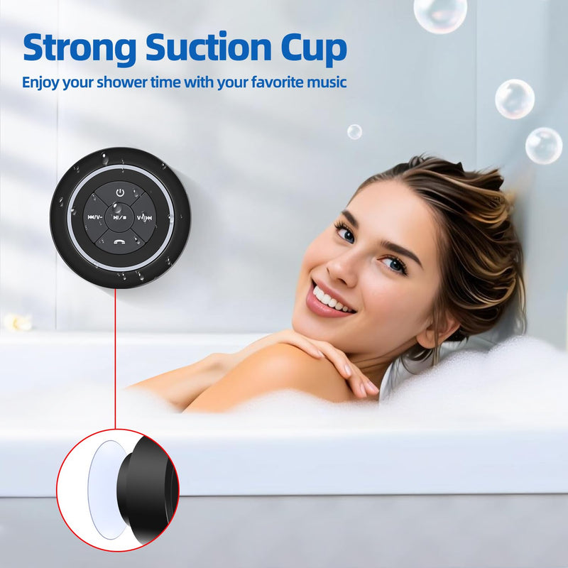 [AUSTRALIA] - Mini Bluetooth Shower Speaker with Suction Cup, Wireless Shower Speaker Bluetooth Waterproof, IP67 Floating Waterproof Bathroom Speaker, Ideal Gifts for Men Women Kids 