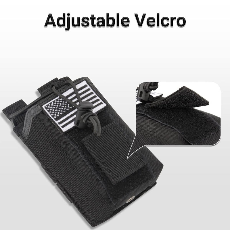 Tactical Radio Holder Case Molle Radio Holster Duty Belt Military Heavy Case Accessories Radios Pouch Holster Bag for Baofeng UV-5R UV-9R Two Way Radio Walkie Talkies Adjustable Storage 1Pack Black