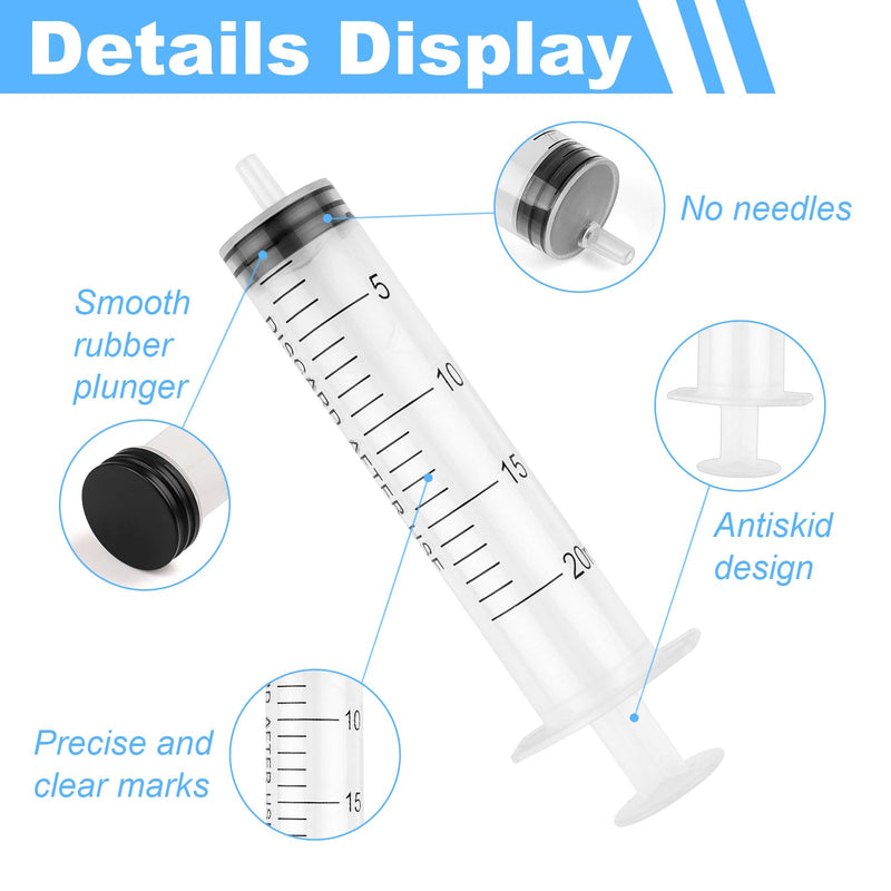 Pack of 10 Syringes, 20 ml Reusable Syringe, Dosing Syringe Without Needle, Tools for Liquid Measure Syringes, Food Syringe, for Laboratory, Animal Feeding, Plant Watering 20 ml, 10 pieces
