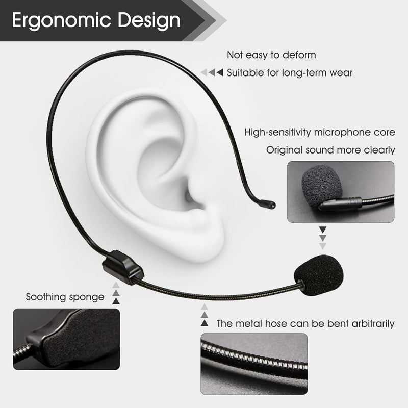 SHIDU Flexible Costume Microphone Headset,Original Sound Adjustable Wired Microphone with 3.5mm Audio Plug for Voice Amplifier Speakers