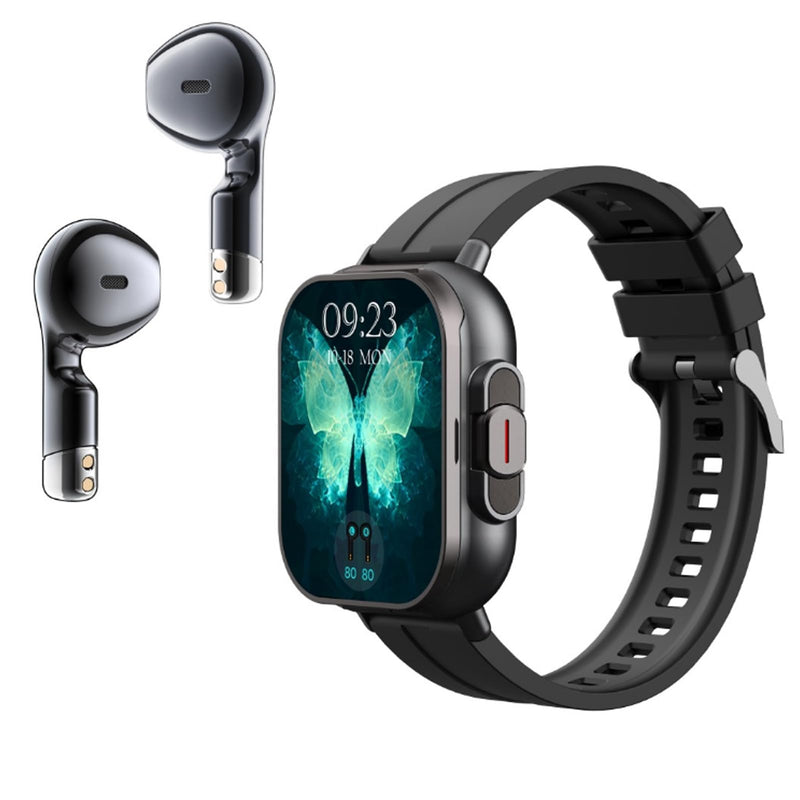 Smartwatch with Earbuds, Earbuds Watches with Silicone Band, 2.01 Inch Screen, Tracker Watch with Earbuds Inside, Support NFC, IP67, Charging